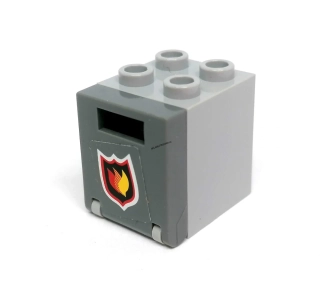LH2961 LEGO HRANÁ BEDNA SKŘÍŇKA ŠEDÁ OBRÁZEK HASIČI PLAMEN