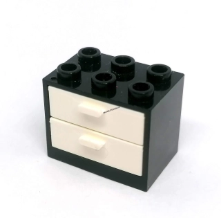 LH2975 LEGO HRANÁ BEDNA SKŘÍŇKA ČERNÁ BÍLÉ ŠUPLÍKY