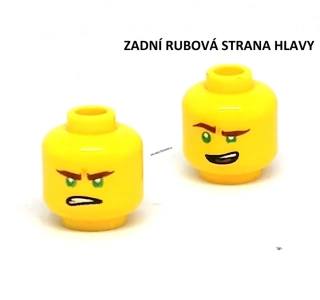 X518 LEGO DÍL HRANÝ ŽLUTÁ HLAVA ZELENÉ OČI