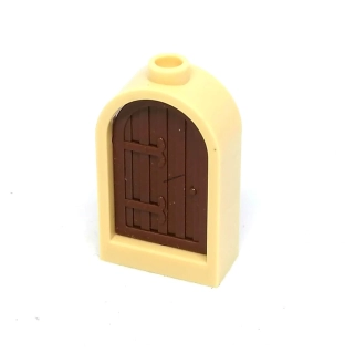 LH2991 LEGO HRANÉ OKNO MALÉ OBLOUK BÉŽOVÝ RÁM PLNÁ DŘEVĚNÁ VÝPLŇ