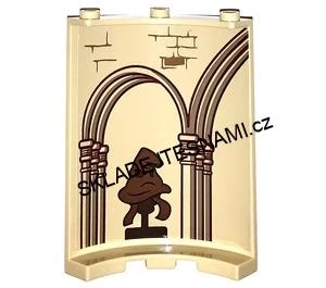 LH3043 LEGO HRANÝ PANEL 4 x 4 x 6 ZEĎ SE SAMOLEPKOU HARRY POTTER ČTVRT OBLOUK