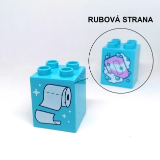 N1205 DUPLO NOVÝ DÍL KOSTKA TYRKYSOVÁ POTISK TOALETNÍ PAPÍR/MÝDLO