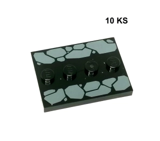 LH407 LEGO DESTIČKY PLOCHÉ ČERNÉ POTISK KAMENY 10 KS