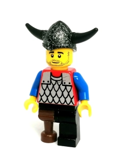 LH5704 LEGO HRANÁ MINIFIGURKA RYTÍŘ MODRÝ DŘEVĚNÁ NOHA