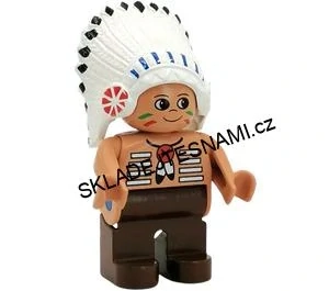 H123 DUPLO HRANÁ FIGURKA INDIÁN S KRÉMOVOU PÉŘOVOU ČELENKOU