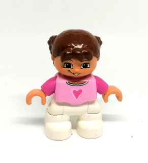 H611 DUPLO HRANÁ FIGURKA HOLČIČKA RŮŽOVÉ TRIČKO SE SRDÍČKEM