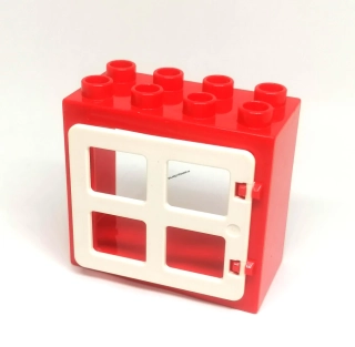 H663 DUPLO HRANÉ OKNO ČERVENÁ BÍLÁ OKENICE