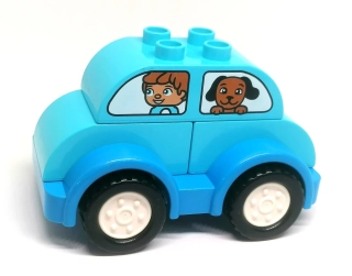 H668 DUPLO HRANÉ AUTÍČKO TYRKYSOVÉ PÁN SE PSEM A KOČIČKOU
