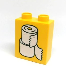 H691 DUPLO HRANÁ KOSTKA 2X1 NOPEK POTISK TOALETNÍ PAPÍR ŽLUTÁ