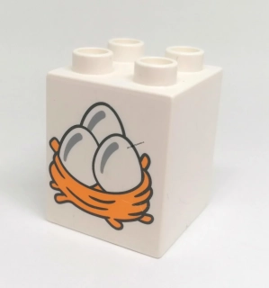H694 DUPLO HRANÁ KOSTKA 2X2 NOPEK POTISK HNÍZDO S VEJCI