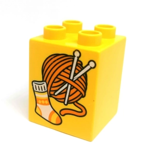 H698 DUPLO HRANÁ KOSTKA 2X2 NOPKY POTISK PLETENÍ ŽLUTÁ