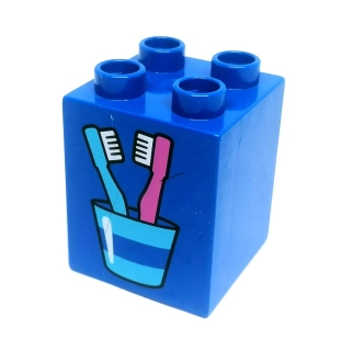 H699 DUPLO HRANÁ KOSTKA 2X2 NOPKY POTISK KARTÁČKY NA ZUBY