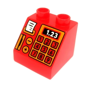 H701 DUPLO HRANÁ KOSTKA 2X2 NOPKY POTISK POKLADNA ČERVENÁ