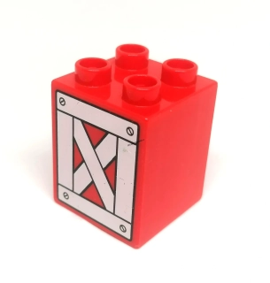 H704 DUPLO HRANÁ KOSTKA 2X2 NOPKY POTISK DŘEVĚNÁ DVÍŘKA