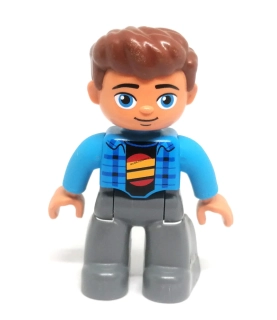 H717 DUPLO HRANÁ FIGURKA MUŽ V MODRÉ KOSTKOVANÉ KOŠILI