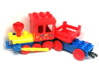 H726 DUPLO HRANÁ LOKOMOTIVA MAŠINKA S VAGONKEM ČERVENOMODRÁ CIRKUS