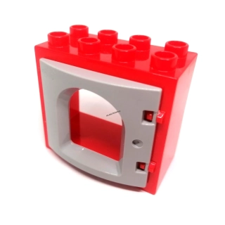 H756 DUPLO HRANÉ ŠEDÉ OKNO ČERVENÝ RÁM