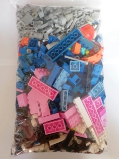 SCL421- HRANÉ LEGO MIX DÍLŮ ŠEDÁ MODRÁ RŮŽOVÁ HNĚDÁ BÍLÁ - VÁHA 800 GRAMŮ