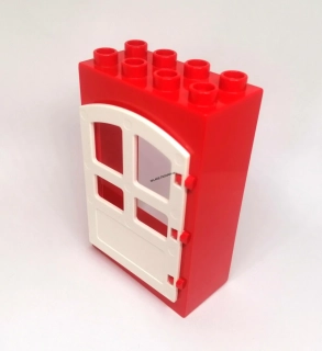 H825 DUPLO HRANÉ DVEŘE BÍLÉ ČERVENÝ RÁM