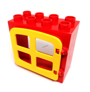 H945 DUPLO HRANÉ OKNO ŽLUTÉ ČERVENÝ RÁM