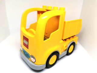H964 DUPLO HRANÉ AUTÍČKO ŽLUTÉ SKLÁPĚCÍ KORBA