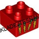 H982 DUPLO HRANÁ KOSTIČKA 2X2 ČERVENÁ POTISK MRKEV