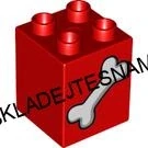 H1076 DUPLO HRANÉ KOSTKA VYSOKÁ ČERVENÁ POTISK KOST