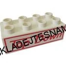 H1088 DUPLO HRANÁ KOSTIČKA 2X4 BÍLÁ POTISK TOP DOWN