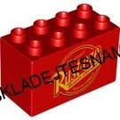 H1094 DUPLO HRANÁ KOSTIČKA ČERVENÁ VYSOKÁ 2X4 NOPKY POTISK RUST.EZE BLESK MQUIN