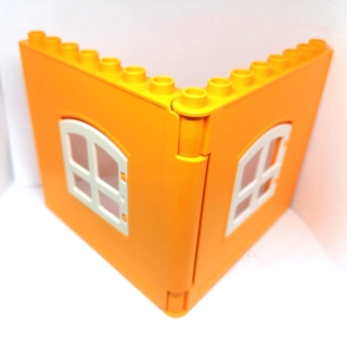 H1171 DUPLO HRANÉ ŽLUTÁ KLOUBOVÁ STĚNA DOMU DVĚ OKNA