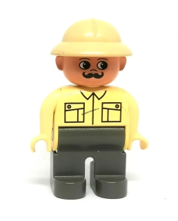 H1239 DUPLO HRANÁ FIGURKA MUŽ V SAFARI OBLEKU CESTOVATEL STARŠÍ TYP