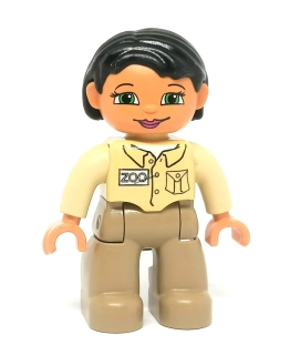 H1256 DUPLO HRANÁ FIGURKA ŽENA OŠETŘOVATELKA ZOO HNĚDÉ KRÁTKÉ VLASY V BÉŽOVÉM