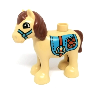 H1293 DUPLO HRANÝ KŮŇ MALÝ PONÍK BÉŽOVÝ SE SEDLEM