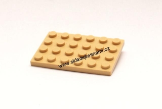 LH887 LEGO HRANÁ DESTIČKA BÉŽOVÁ TMAVÁ 4X6 NOPKŮ