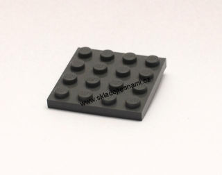 LH888 LEGO HRANÁ DESTIČKA ŠEDÁ TMAVÁ 4X4 NOPKY
