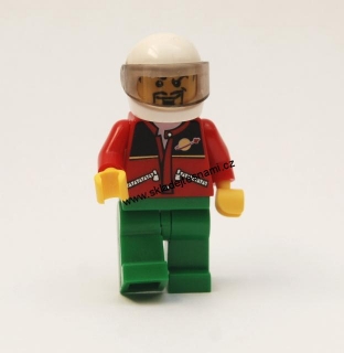 LH279 LEGO HRANÁ FIGURKA MUŽ V ČERVENÉ BUNDĚ S HELMOU