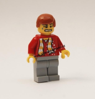 LH290 LEGO HRANÁ FIGURKA MUŽ V ČERVENÉM SE ŠÁLOU