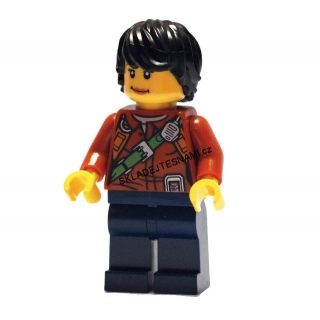 LN1032 LEGO NOVÁ MINIFIGURKA MUŽ ČERNÉ VLASY Z GEO TÝMU