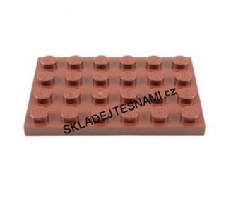 LH1329 LEGO HRANÁ PODLOŽKA DESTIČKA HNĚDÁ 4X6