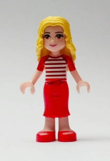 LN1578 LEGO NOVÁ MINIFIGURKA FRIENDS ČERVENÁ SUKNĚ BLOND