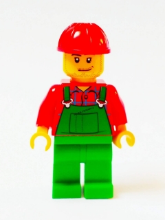 Lh462 LEGO HRANÁ MINIFIGURKA CITY TRAKTORISTA V KOSTKOVANÉ KOŠILI