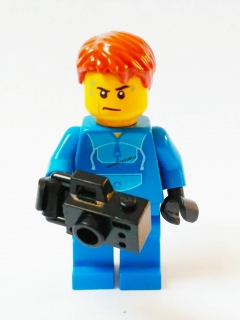 Lh476 LEGO HRANÁ MINIFIGURKA CITY MUŽ V TEPLÁKOVCE S FOTOAPARÁTEM