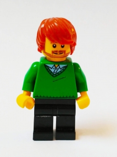Lh491 LEGO HRANÁ MINIFIGURKA CITY MUŽ V ZELENÉM SVETRU