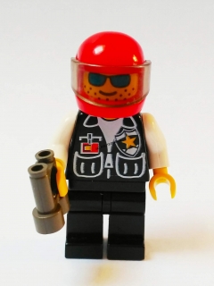 Lh519 LEGO HRANÁ MINIFIGURKA CITY POLICISTA V ČERVENÉ MOTO HELMĚ S DALEKOHLEDEM