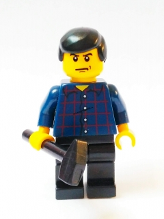 Lh529 LEGO HRANÁ MINIFIGURKA CITY MUŽ S KLADIVEM