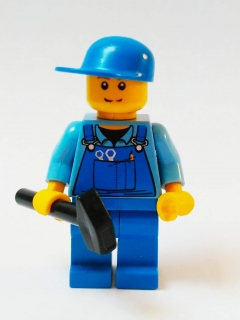 Lh537 LEGO HRANÁ MINIFIGURKA CITY DĚLNÍK S KLADIVEM