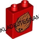 H425 DUPLO HRANÝ DÍL KOSTKA POTISK ČERVENÁ KOKOSOVÝ OŘECH